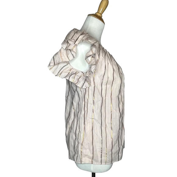 La Vie Rebecca Taylor' Lurex Metallic Stripe Top in Faded Lilac S - Picture 6 of 16